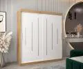 Šatní skříň s posuvnými dveřmi YORK - 180x200cm -Dub Artisan-Bílá-