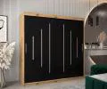Šatní skříň s posuvnými dveřmi YORK - 200x200cm -Dub Artisan-Černá-