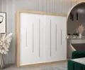 Šatní skříň s posuvnými dveřmi YORK - 200x200cm -Dub Sonoma-Bílá-