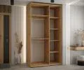 Šatní skříň s posuvnými dveřmi a zrcadlem DAVOS 140cm | DUB Artisan / bílá / černé pojezdy