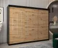 Šatní skříň s posuvnými dveřmi YORK - 250x200cm -Černá-Dub Artisan-