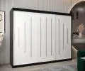 Šatní skříň s posuvnými dveřmi YORK - 250x200cm -Černá-Bílá-