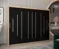 Šatní skříň s posuvnými dveřmi YORK - 250x200cm -Dub Sonoma-Černá-