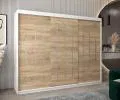 Šatní skříň s posuvnými dveřmi YORK - 250x200cm -Bílá-Dub Sonoma-