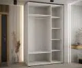 Šatní skříň s posuvnými dveřmi a zrcadlem DAVOS 150 cm | Bílá / DUB Artisan / stříbrné