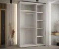 Šatní skříň s posuvnými dveřmi a zrcadlem DAVOS 150 cm | Bílá / DUB Artisan / stříbrné