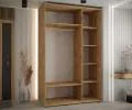 Šatní skříň s posuvnými dveřmi a zrcadlem DAVOS 150cm | DUB Artisan / stříbrné pojezdy