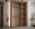 Šatní skříň s posuvnými dveřmi a zrcadlem DAVOS 150cm | DUB Artisan / stříbrné pojezdy