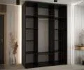 Šatní skříň s posuvnými dveřmi a zrcadlem DAVOS 160cm | Černá / DUB Artisan / stříbrné