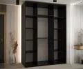 Šatní skříň s posuvnými dveřmi a zrcadlem DAVOS 160cm | Černá / DUB Artisan / stříbrné