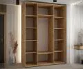 Šatní skříň s posuvnými dveřmi a zrcadlem DAVOS 160cm |DUB Artisan / černá / černé pojezdy