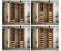 Šatní skříň s posuvnými dveřmi a zrcadlem DAVOS 160cm | DUB Artisan / bílá / černé pojezdy
