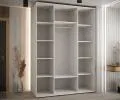 Šatní skříň s posuvnými dveřmi a zrcadlem DAVOS 160cm | Bílá / DUB Artisan / stříbrné