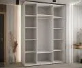 Šatní skříň s posuvnými dveřmi a zrcadlem DAVOS 180cm | Bílá / DUB Artisan / černé pojezdy