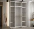 Šatní skříň s posuvnými dveřmi a zrcadlem DAVOS 180cm | Bílá / DUB Artisan / černé pojezdy