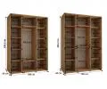 Šatní skříň s posuvnými dveřmi a zrcadlem DAVOS 180cm | Bílá / DUB Artisan / černé pojezdy