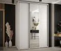 Šatní skříň s posuvnými dveřmi a zrcadlem DAVOS 180cm | Bílá / stříbrné pojezdy