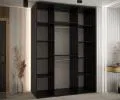 Šatní skříň s posuvnými dveřmi a zrcadlem DAVOS 180cm | Černá / DUB Artisan / černé pojezd