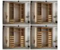 Šatní skříň s posuvnými dveřmi a zrcadlem DAVOS 190cm | DUB Artisan / stříbrné pojezdy