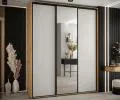 Šatní skříň s posuvnými dveřmi a zrcadlem DAVOS 190cm | DUB Artisan / bílá / černé pojezdy