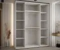 Šatní skříň s posuvnými dveřmi a zrcadlem DAVOS 190cm | Bílá / DUB Artisan / stříbrné