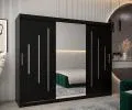 Šatní skříň s posuvnými dveřmi a dvoudílným zrcadlem YORK1 - 250x200cm -Černá-