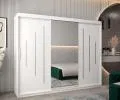 Šatní skříň s posuvnými dveřmi a dvoudílným zrcadlem YORK1 - 250x200cm -Bílá-