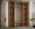 Šatní skříň s posuvnými dveřmi a zrcadlem DAVOS 200cm | DUB Artisan / stříbrné pojezdy