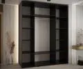 Šatní skříň s posuvnými dveřmi a zrcadlem DAVOS 200cm | Černá / DUB Artisan / černé pojezd