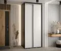 Šatní skříň s posuvnými dveřmi DAVOS 100cm | Černá / bílá / stříbrné pojezdy