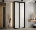 Šatní skříň s posuvnými dveřmi DAVOS 100cm | Černá / bílá / černé pojezdy