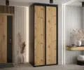 Šatní skříň s posuvnými dveřmi DAVOS 100cm | Černá / DUB Artisan / černé pojezdy