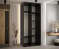 Šatní skříň s posuvnými dveřmi DAVOS 100cm | Černá / DUB Artisan / černé pojezdy