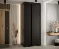 Šatní skříň s posuvnými dveřmi DAVOS 100cm | Černá / černé pojezdy