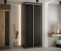 Šatní skříň s posuvnými dveřmi DAVOS 100cm | Černá / stříbrné pojezdy