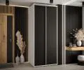 Šatní skříň s posuvnými dveřmi DAVOS 100cm | Bílá / černá / stříbrné pojezdy