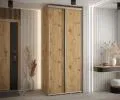 Šatní skříň s posuvnými dveřmi DAVOS 100cm | DUB Artisan / stříbrné pojezdy