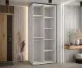 Šatní skříň s posuvnými dveřmi DAVOS 120cm | Bílá / stříbrné pojezdy
