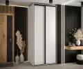 Šatní skříň s posuvnými dveřmi DAVOS 120 cm | Bílá / černé pojezdy