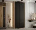 Šatní skříň s posuvnými dveřmi DAVOS 120cm | DUB Artisan / černá / černé pojezdy