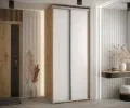 Šatní skříň s posuvnými dveřmi DAVOS 120cm | DUB Artisan / bílá / stříbrné