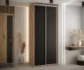 Šatní skříň s posuvnými dveřmi DAVOS 120cm | DUB Artisan / černá / stříbrné