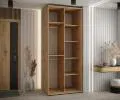 Šatní skříň s posuvnými dveřmi DAVOS 120cm | DUB Artisan / bílá / černé pojezdy