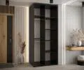 Šatní skříň s posuvnými dveřmi DAVOS 120cm | Černá / bílá / stříbrné pojezdy