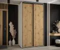 Šatní skříň s posuvnými dveřmi DAVOS 140cm | Bílá / DUB Artisan / černé