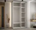 Šatní skříň s posuvnými dveřmi DAVOS 140cm | Bílá / DUB Artisan / černé