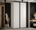 Šatní skříň s posuvnými dveřmi DAVOS 140 cm | Bílá / černé pojezdy