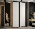 Šatní skříň s posuvnými dveřmi DAVOS 140cm | DUB Artisan / bílá / černé pojezdy