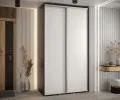 Šatní skříň s posuvnými dveřmi DAVOS 140cm | Černá / bílá / stříbrné pojezdy