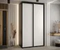 Šatní skříň s posuvnými dveřmi DAVOS 140cm | Černá / bílá / černé pojezdy
